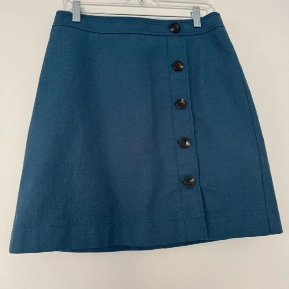 Ann Taylor Teal Button-Front A-Line Mini Skirt Fully Lined Dark Academia Women 6 - Picture 1 of 7